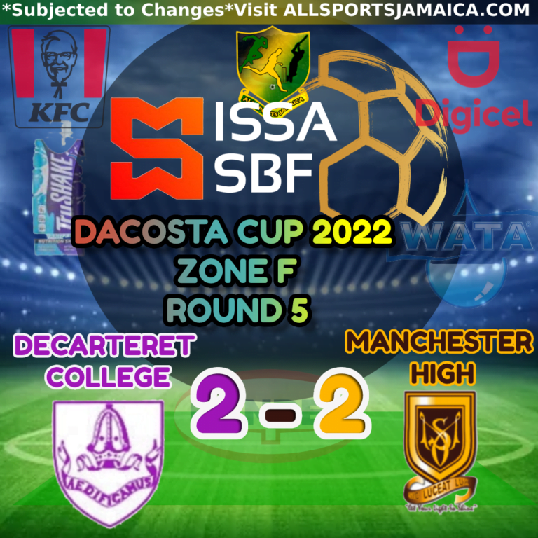DeCarteret College Vs Manchester High Zone F DaCosta Cup 20222023