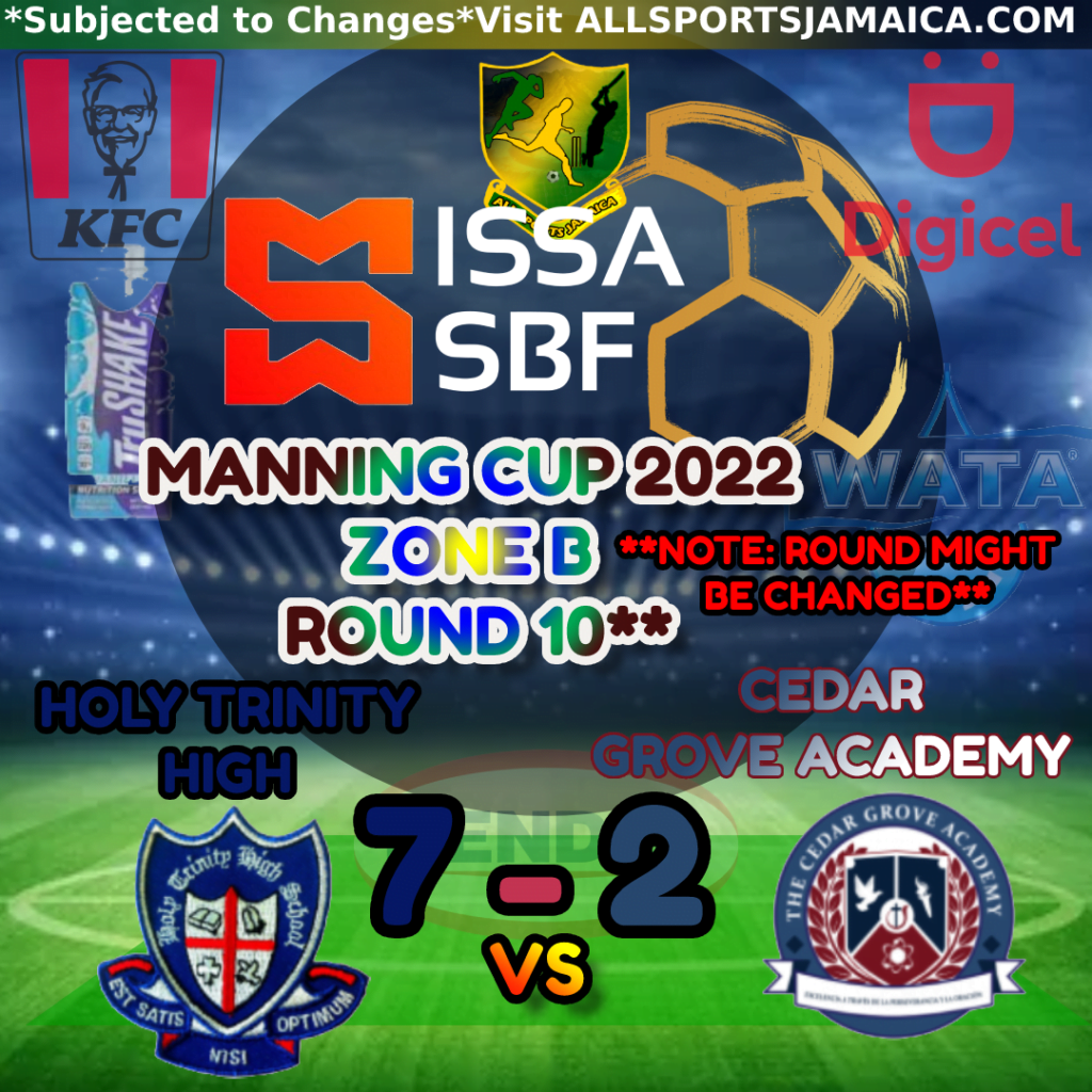 Holy Trinity High Vs Cedar Grove Academy Zone B Manning Cup 20222023 All Sports Jamaica